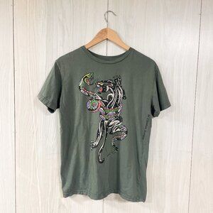 Vintage Ed Hardy Made in USA Shirt Y2k Snake Black Panther Green Shirt